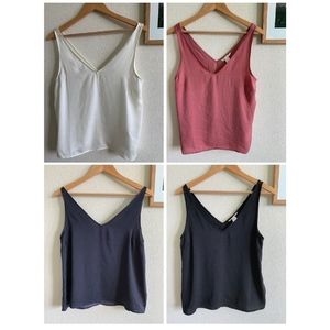 Four silky camisoles sz8 white blush navy black